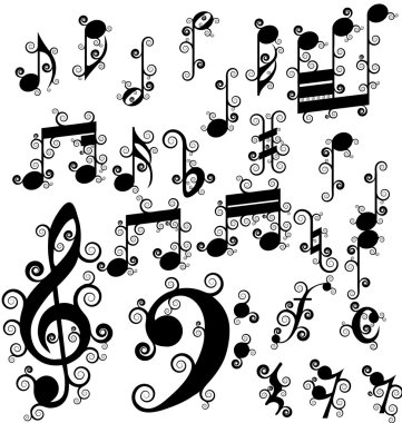 Curled notes set clipart
