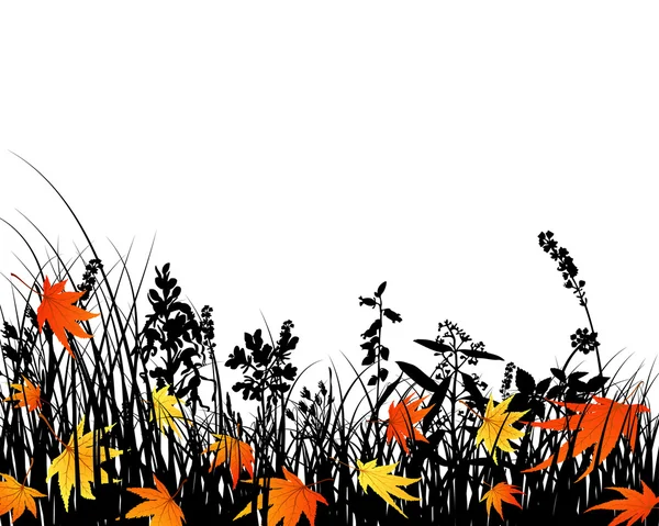 Sonbahar çayır silhouettes — Stok Vektör