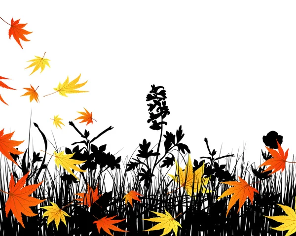 Autumn meadow silhouettes — Stock Vector