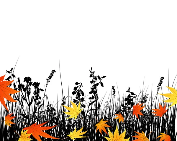 Sonbahar çayır silhouettes — Stok Vektör