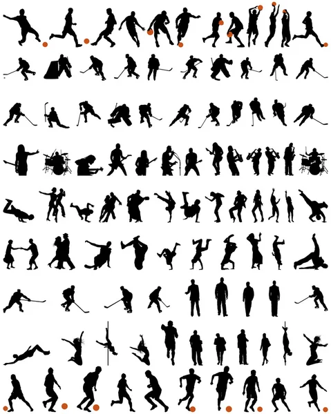 Силуэты танца и спорта — стоковый вектор