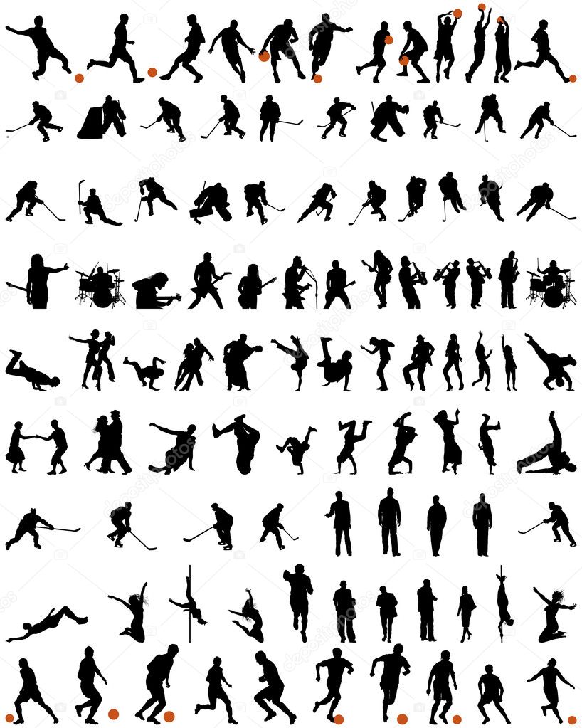 Dance and sport silhouettes set