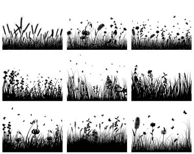 Meadow silhouettes clipart