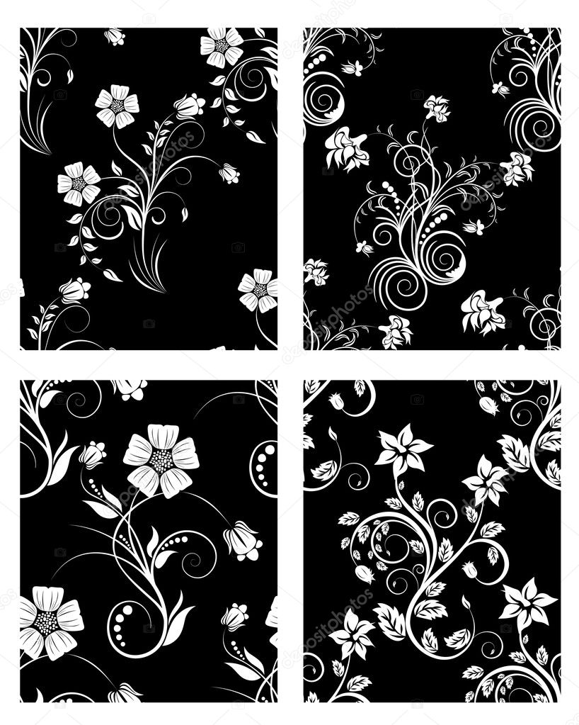 Seamless Floral Backgrounds Set — Stock Vector © Angelp 3617885