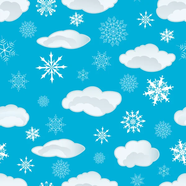 Бесшовные снежинки и облака — стоковый вектор