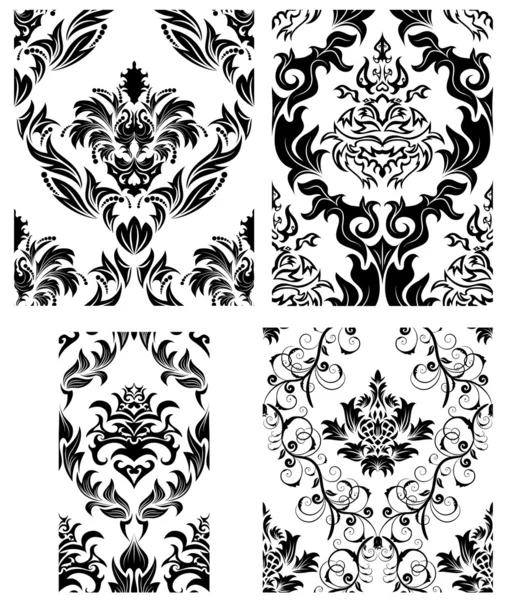 Conjunto de patrones de damasco sin costuras — Archivo Imágenes Vectoriales