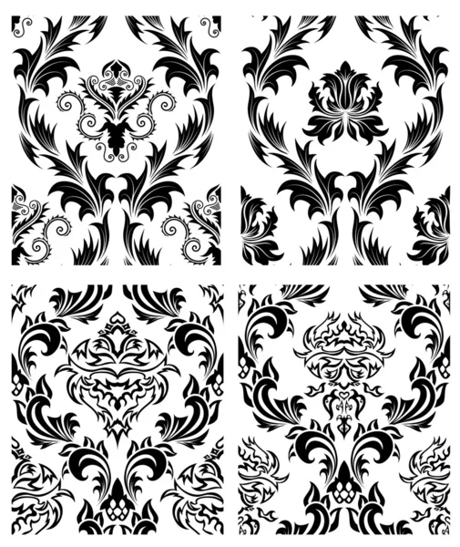 Conjunto de patrones de damasco sin costuras — Vector de stock