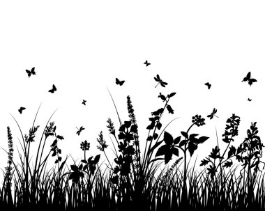 Meadow silhouettes clipart