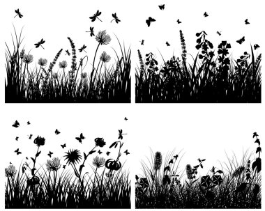 Meadow silhouettes clipart