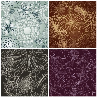 Seamless floral backgrounds set clipart