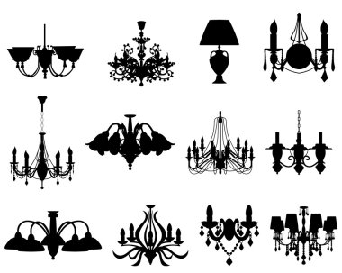 Set of lamps silhouettes clipart