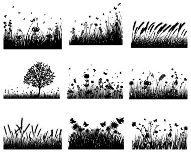 Meadow silhouettes clipart