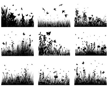 Meadow silhouettes clipart