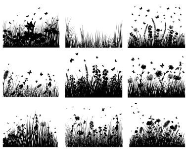 Meadow silhouettes clipart