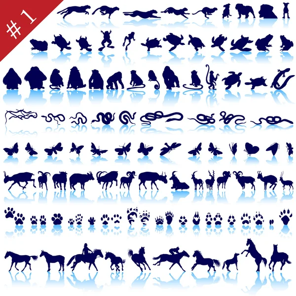 Conjunto de siluetas de animales — Archivo Imágenes Vectoriales