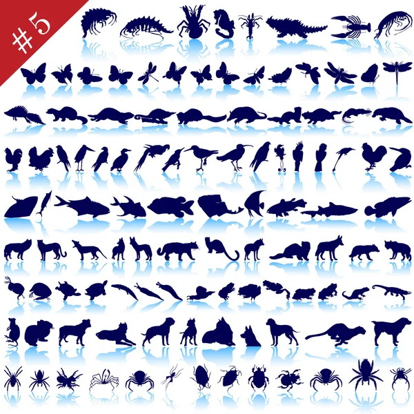 Ensemble de silhouettes animales — Image vectorielle