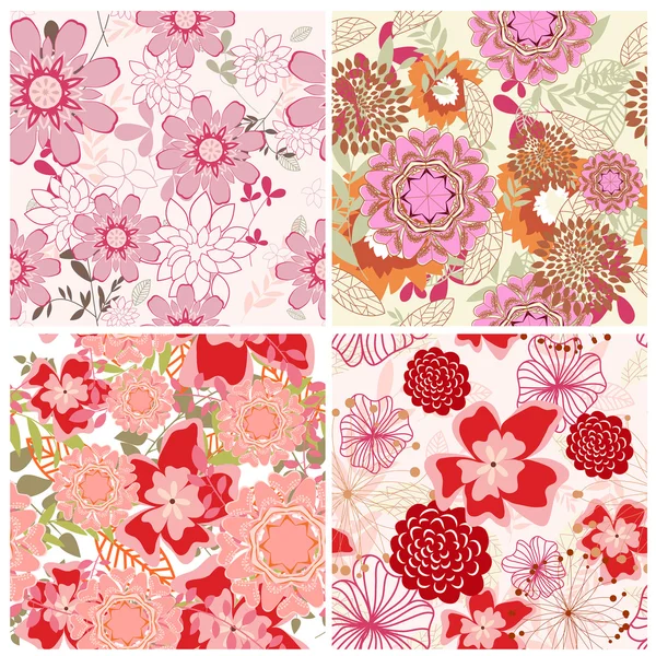 Seamless floral backgrounds set — Stock Vector