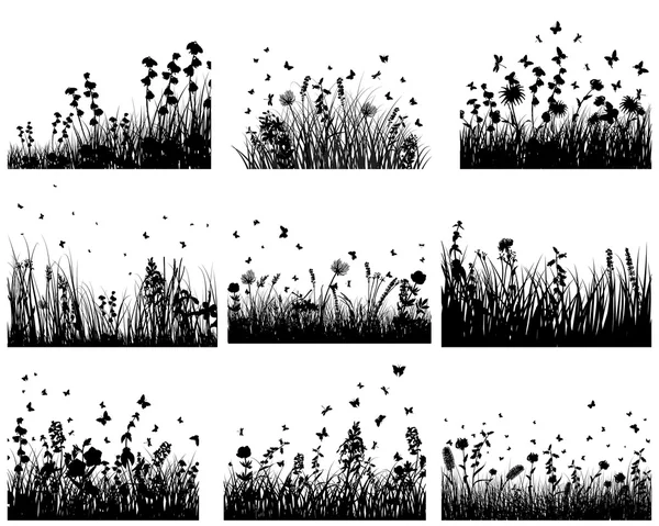 Meadow silhouettes — Stock Vector