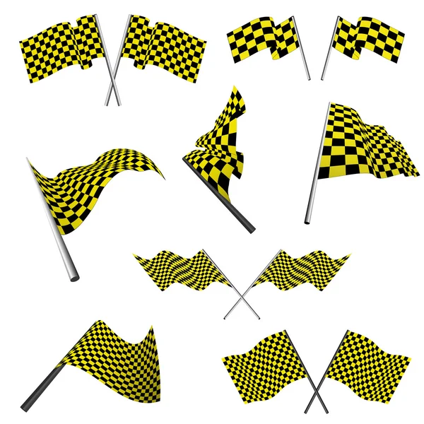 Jeu de drapeaux de course vérifiés — Image vectorielle