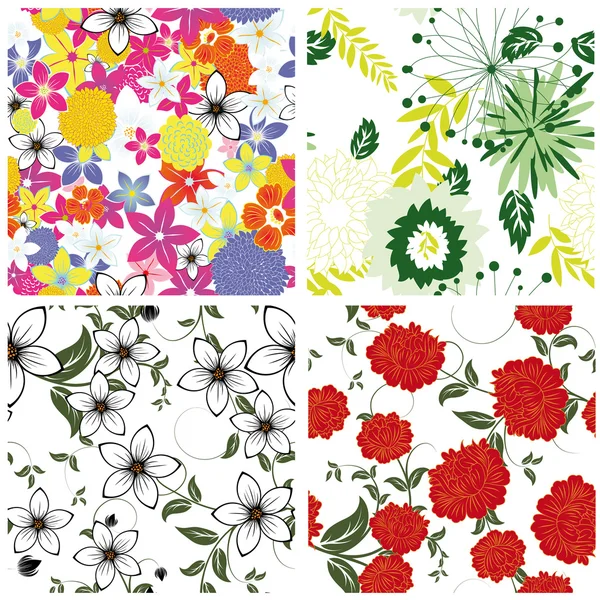 Seamless floral backgrounds set — Stock Vector