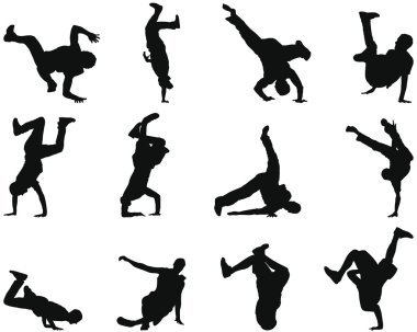 Break-dance silhouette set clipart