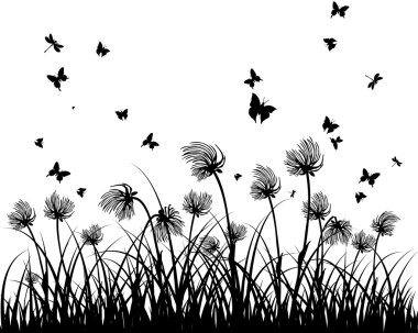 Meadow silhouettes clipart