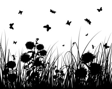 Grass and flowers clipart