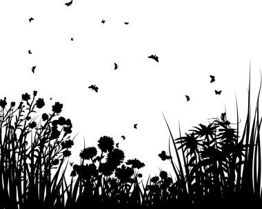 Grass and flowers clipart