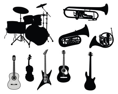 Set of musical instruments clipart