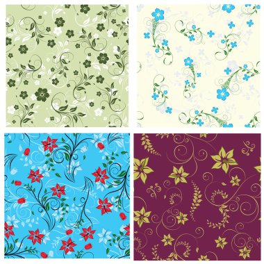 Floral seamless set clipart