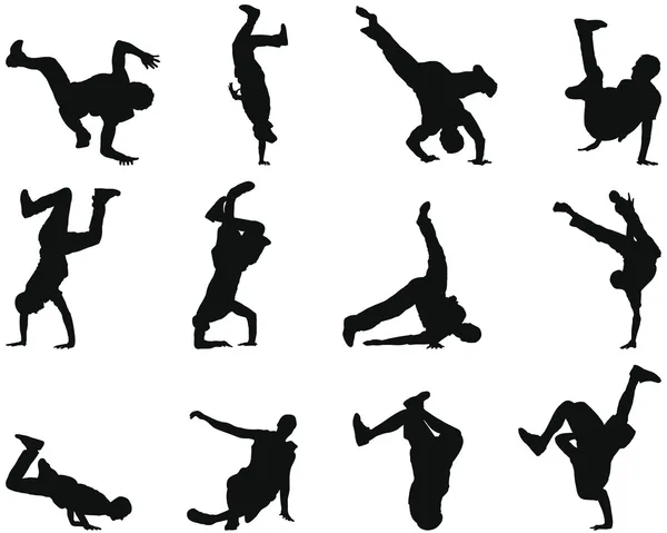 Set de silueta Break-dance — Archivo Imágenes Vectoriales