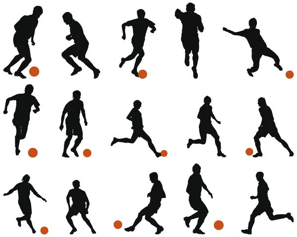 Ensemble de silhouette football (soccer) — Image vectorielle