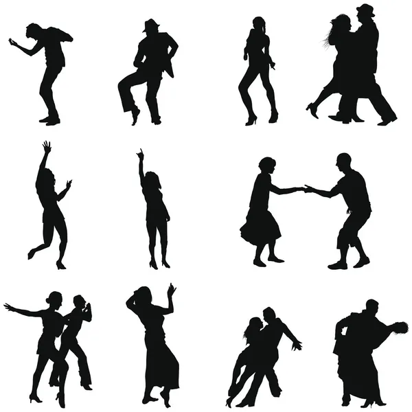Ensemble de silhouette de danse — Image vectorielle