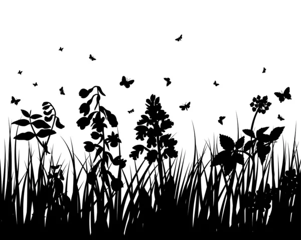 Трава и цветы — стоковый вектор