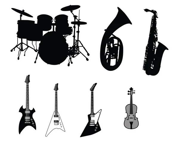 Ensemble d'instruments de musique — Image vectorielle
