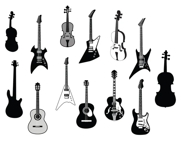 Силуэты гитары — стоковый вектор