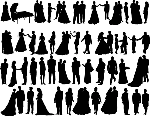 Düğün silhouettes — Stok Vektör
