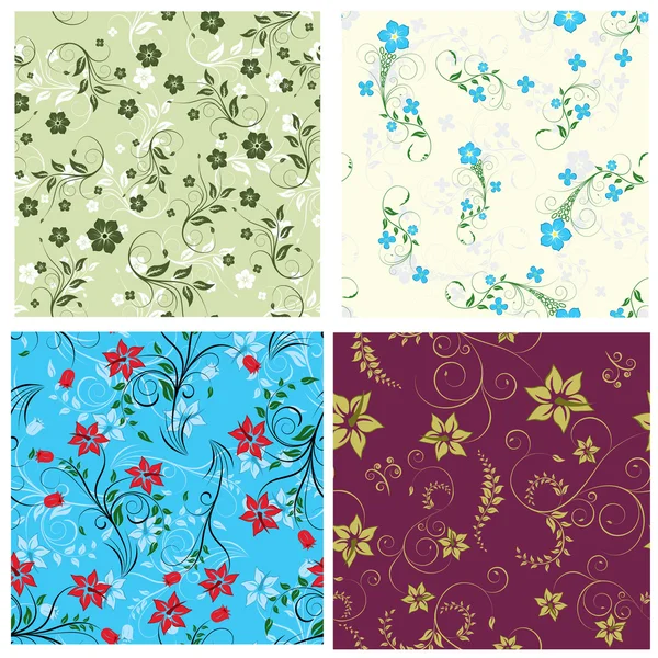 Floral seamless set — Stock Vector