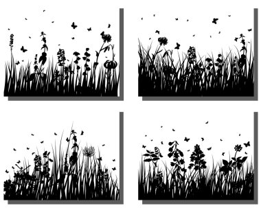 Grass silhouettes set clipart