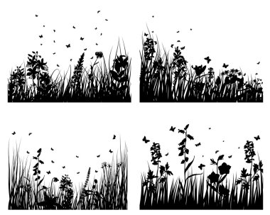 Grass silhouettes set clipart