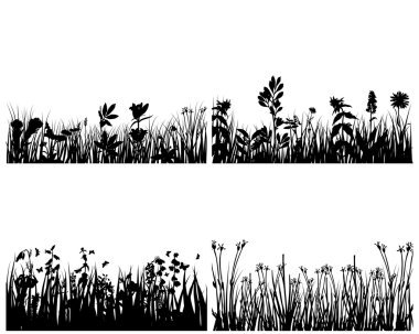 Grass silhouettes set clipart