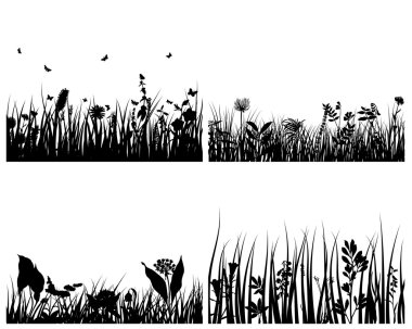 Grass silhouettes set clipart