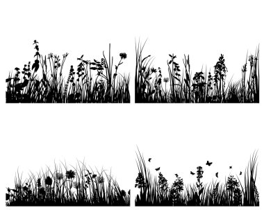 Grass silhouettes set clipart