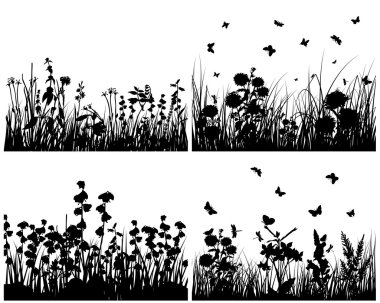 Grass silhouettes set clipart