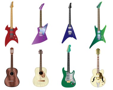 Color guitars set clipart