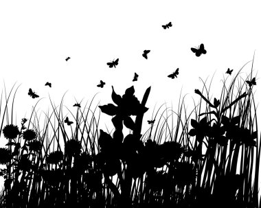 Flower silhouettes clipart