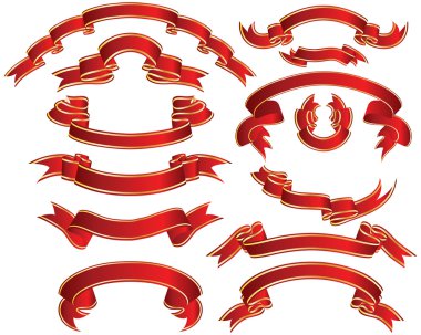 Gold ribbons set clipart