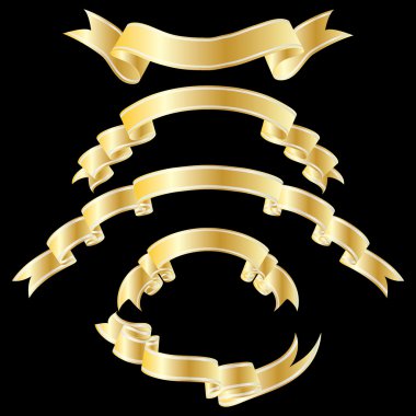 Gold ribbons set clipart