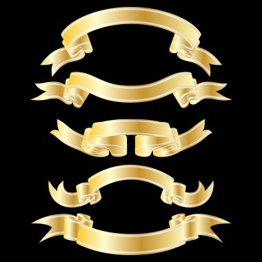 Gold ribbons set clipart