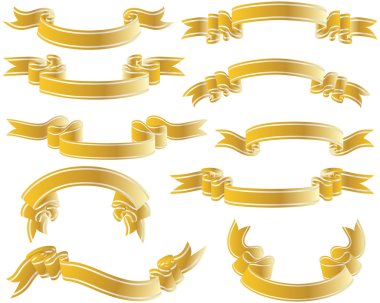 Gold ribbons set clipart